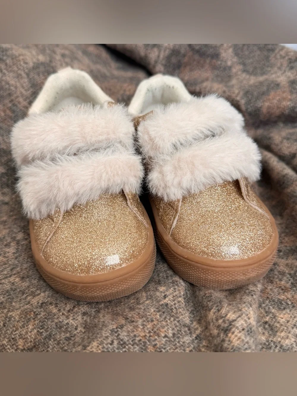 GAP Kids Toddler Gold Glitter Fur Sneakers